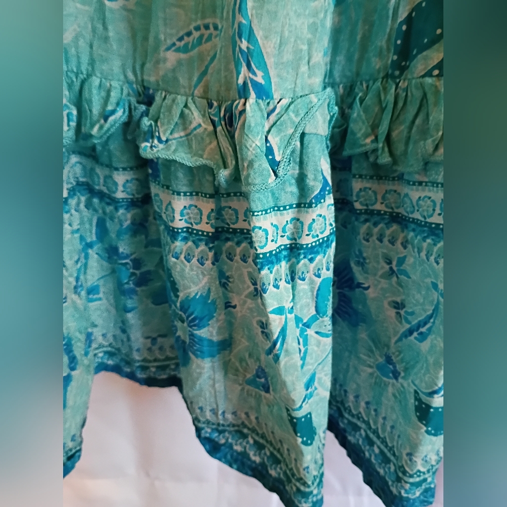 Avenue Size 18 Floral Blue Dress. Cute Ruffle Detail And Tie With Tassel's. - Picture 10 of 12